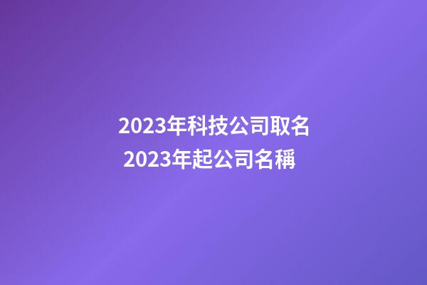 2023年科技公司取名 2023年起公司名稱